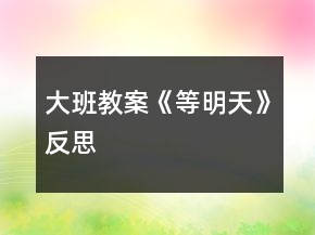大班教案《等明天》反思