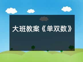 大班教案《单双数》