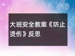 大班安全教案《防止烫伤》反思
