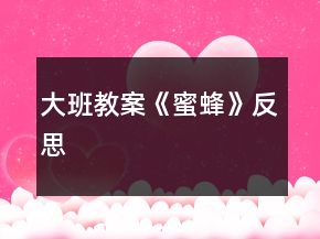 大班教案《蜜蜂》反思