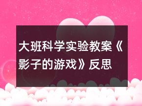 大班科学实验教案《影子的游戏》反思