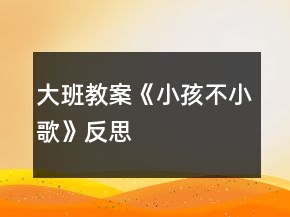 大班教案《小孩不小歌》反思