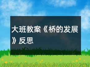 大班教案《桥的发展》反思