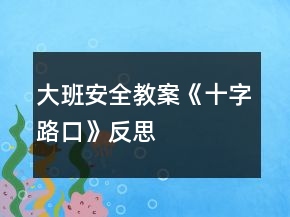 大班安全教案《十字路口》反思