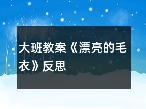 大班教案《漂亮的毛衣》反思