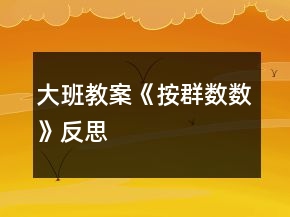 大班教案《按群数数》反思