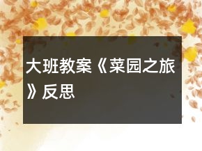 大班教案《菜园之旅》反思