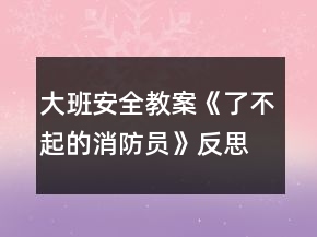 大班安全教案《了不起的消防员》反思