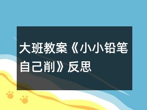大班教案《小小铅笔自己削》反思