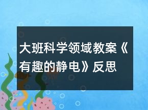 大班科学领域教案《有趣的静电》反思