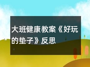 大班健康教案《好玩的垫子》反思