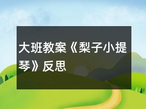 大班教案《梨子小提琴》反思