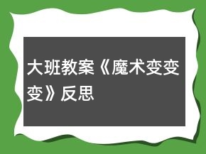 大班教案《魔术变变变》反思