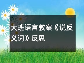 大班语言教案《说反义词》反思
