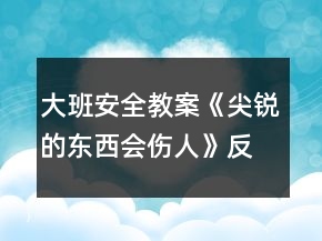 大班安全教案《尖锐的东西会伤人》反思