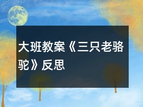 大班教案《三只老骆驼》反思