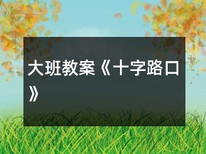 大班教案《十字路口》