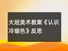 大班美术教案《认识冷暖色》反思