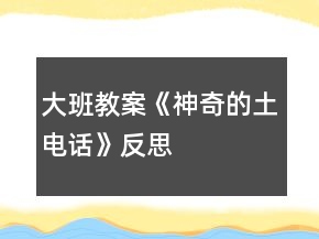 大班教案《神奇的土电话》反思