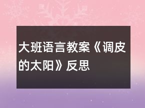 大班语言教案《调皮的太阳》反思