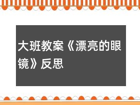 大班教案《漂亮的眼镜》反思