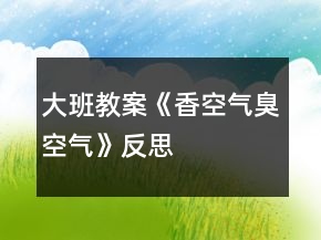 大班教案《香空气臭空气》反思