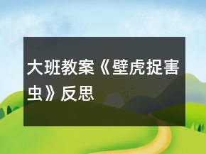 大班教案《壁虎捉害虫》反思