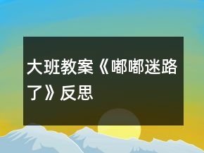 大班教案《嘟嘟迷路了》反思