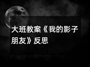 大班教案《我的影子朋友》反思