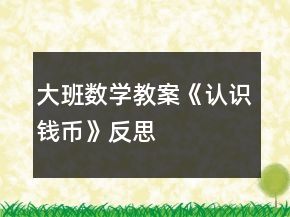 大班数学教案《认识钱币》反思