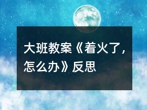 大班教案《着火了，怎么办》反思