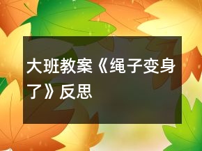 大班教案《绳子变身了》反思