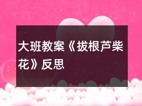 大班教案《拔根芦柴花》反思