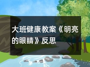 大班健康教案《明亮的眼睛》反思