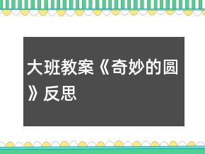 大班教案《奇妙的圆》反思