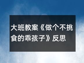 大班教案《做个不挑食的乖孩子》反思