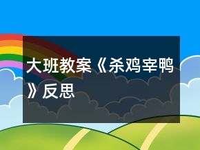 大班教案《杀鸡宰鸭》反思