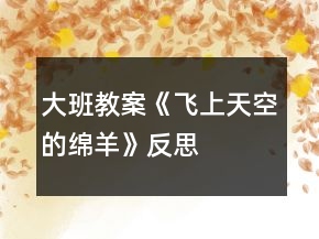 大班教案《飞上天空的绵羊》反思