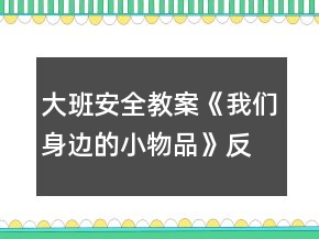大班安全教案《我们身边的小物品》反思