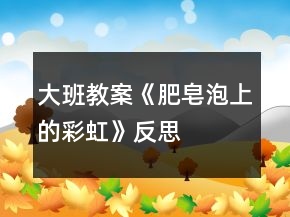 大班教案《肥皂泡上的彩虹》反思