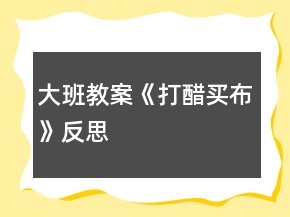 大班教案《打醋买布》反思