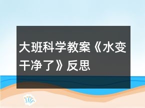 大班科学教案《水变干净了》反思