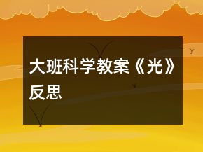大班科学教案《光》反思