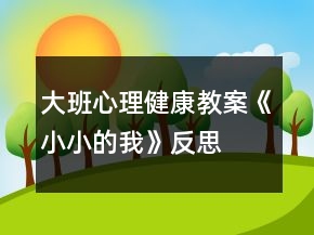 大班心理健康教案《小小的我》反思