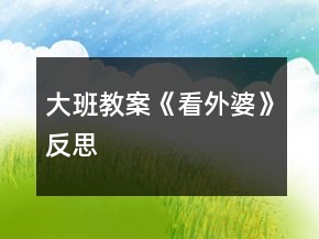 大班教案《看外婆》反思