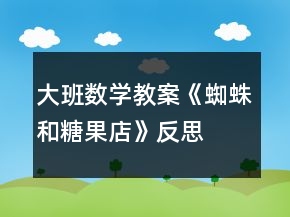 大班数学教案《蜘蛛和糖果店》反思
