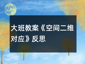 大班教案《空间二维对应》反思