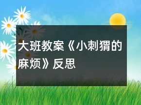 大班教案《小刺猬的麻烦》反思
