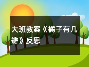 大班教案《橘子有几瓣》反思