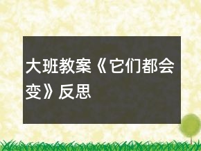 大班教案《它们都会变》反思
